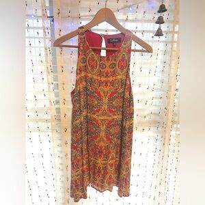 Lulu's Vibrant Red and Orange Midi Dress